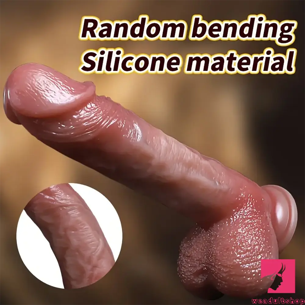 8.46in Vibrating Heating Silicone Uncut Big Auto Dildo With Sliding Skin