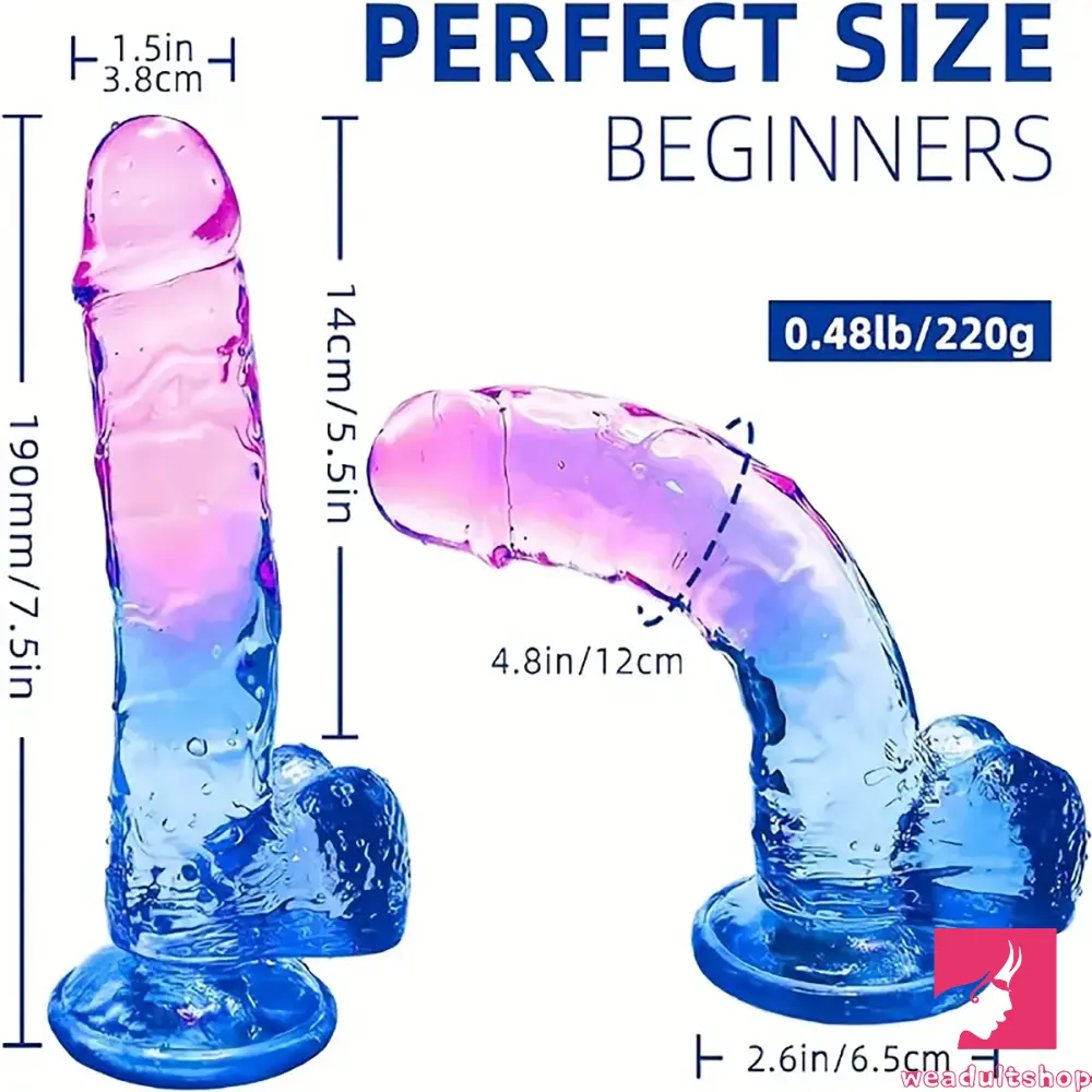 7.5in TPE Cock Clear Real Dildo For Women Anal Sex Stimulator