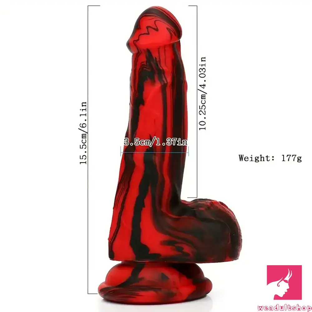 6.1in Silicone Soft Red Black Dildo For G-Spot Anal Stimulation Women Sex