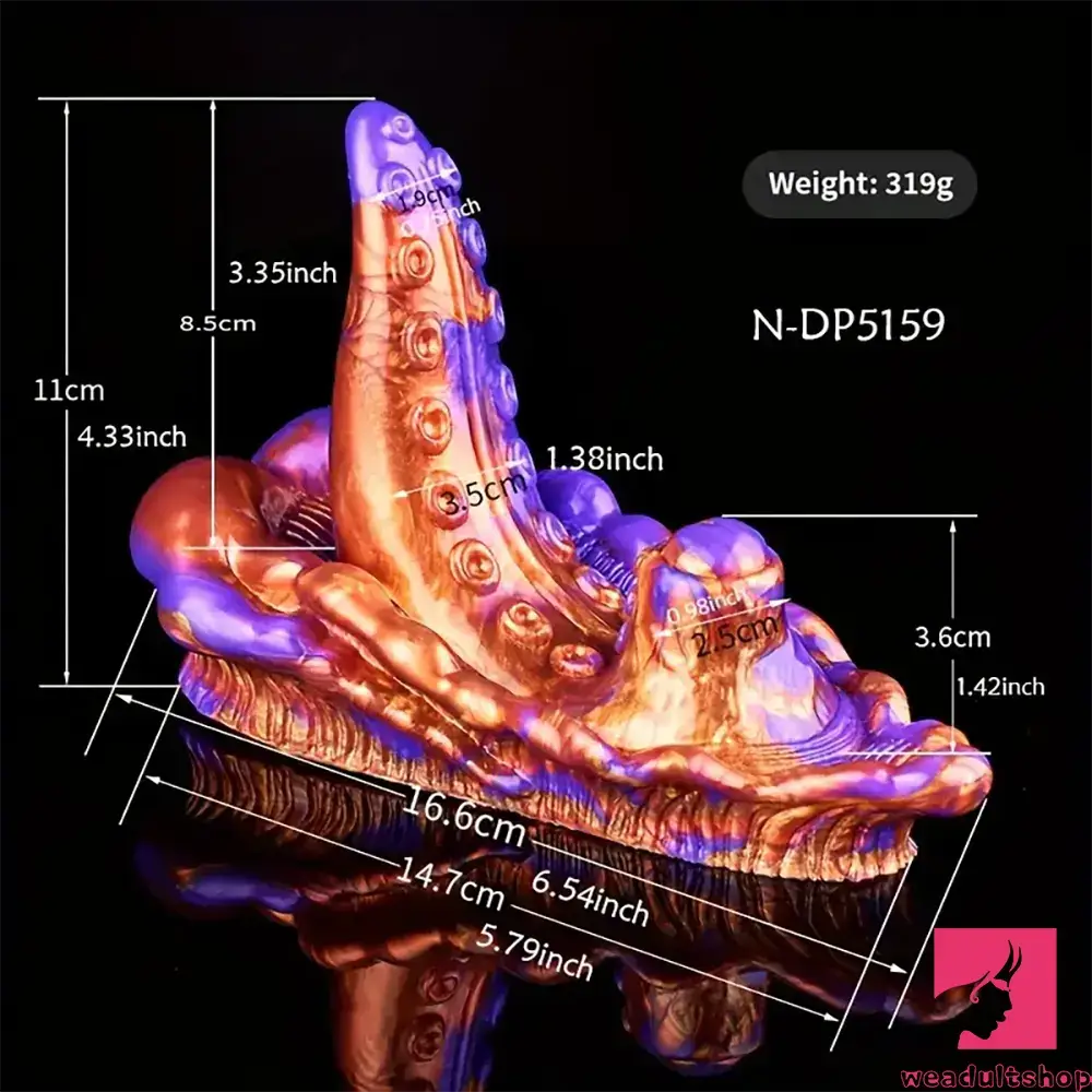 4.33in Small Octopus Tentacle Silicone Soft Dildo Penis Clit Expander