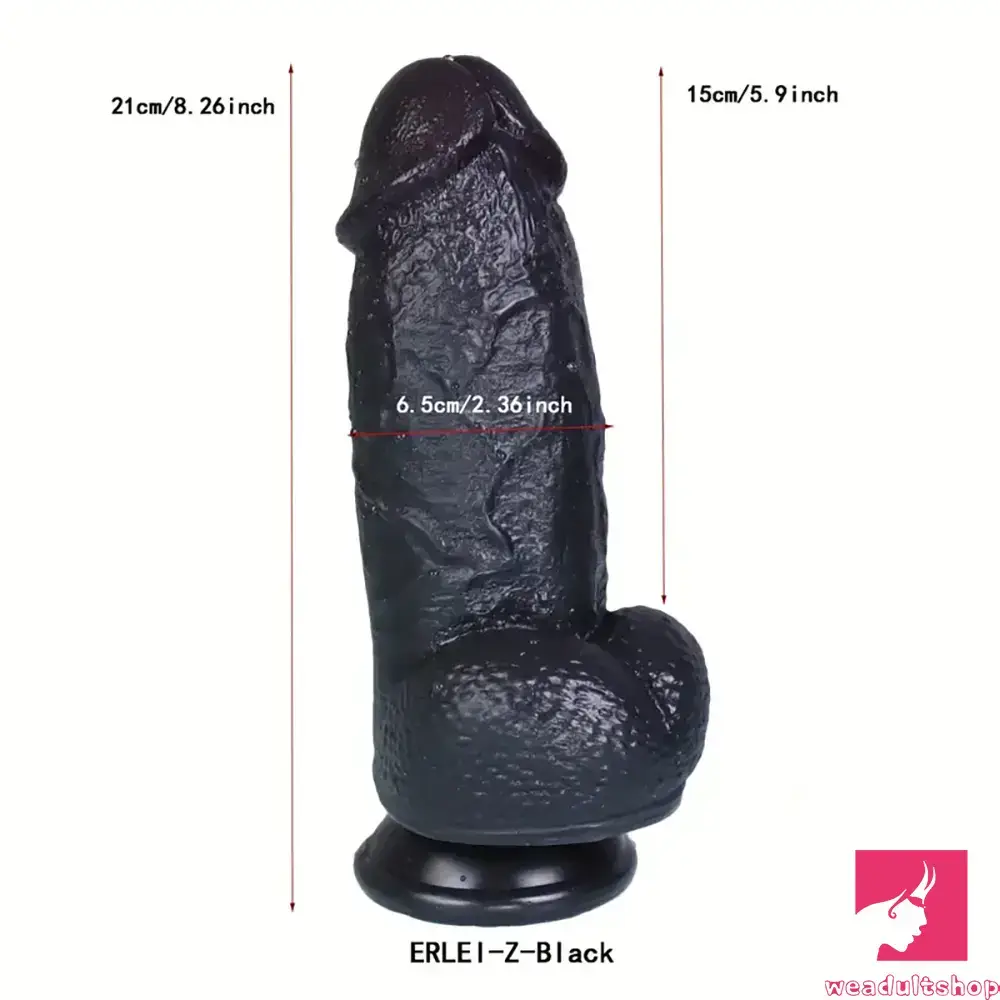 8.26in Realistic PVC Ebony Big Dildo For Anus Clit Hand-Free Sex