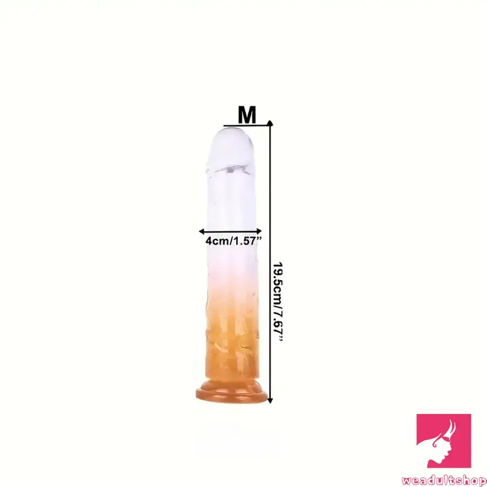 6.29in 7in 7.67in 8.46in Clear Crystal Real Cock Dildo For G-Spot Clit