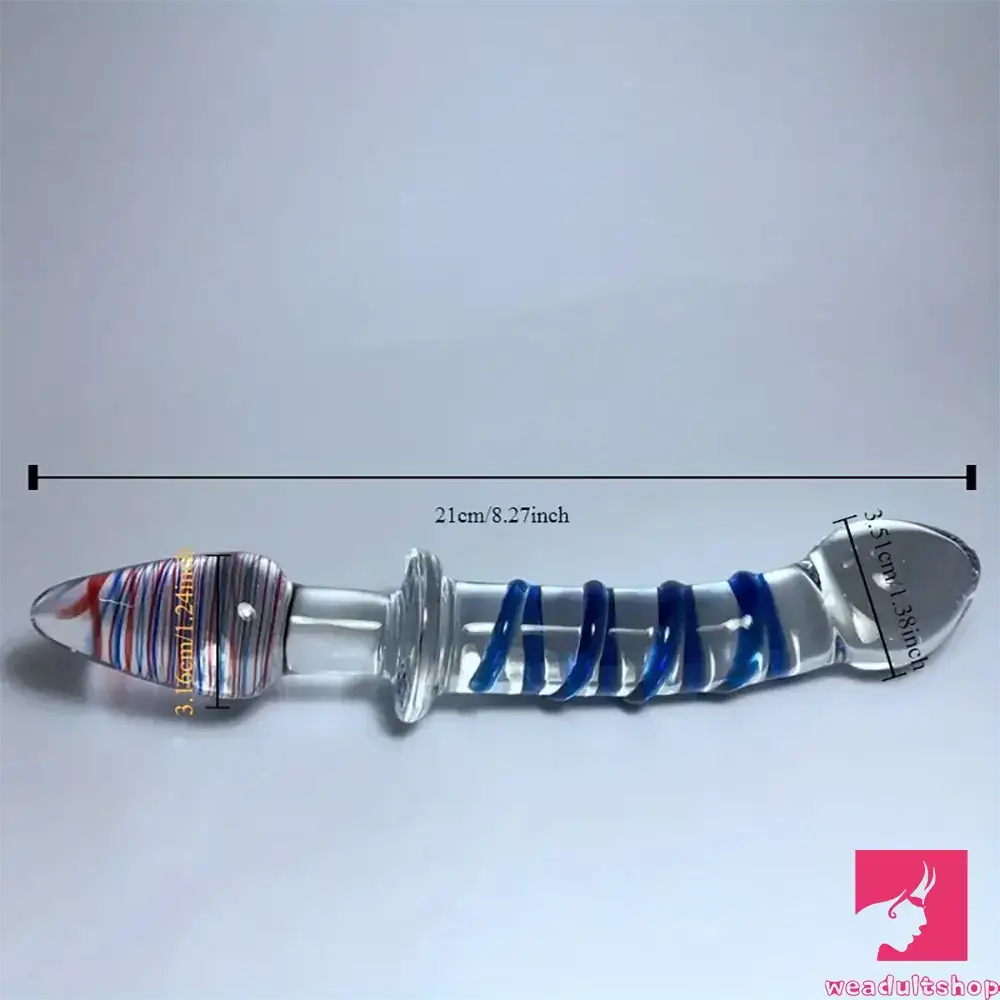 8.27in Clear Jelly Real Glass Crystal Cock Dildo For G-Spot Vaginal Love
