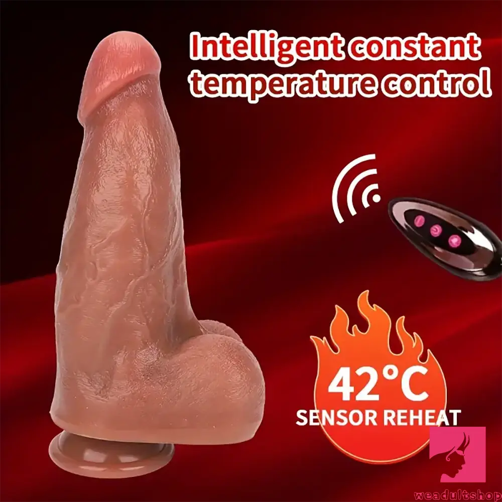 9.45in Ten Modes Thrusting Vibrating Heating Silicone Remote Sex Dildo