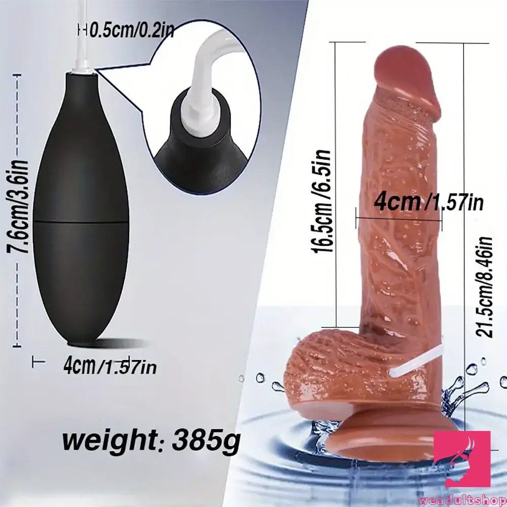 8.46in Soft Real Cock Feeling Large Squirting Dildo With Curved Shaft Toy