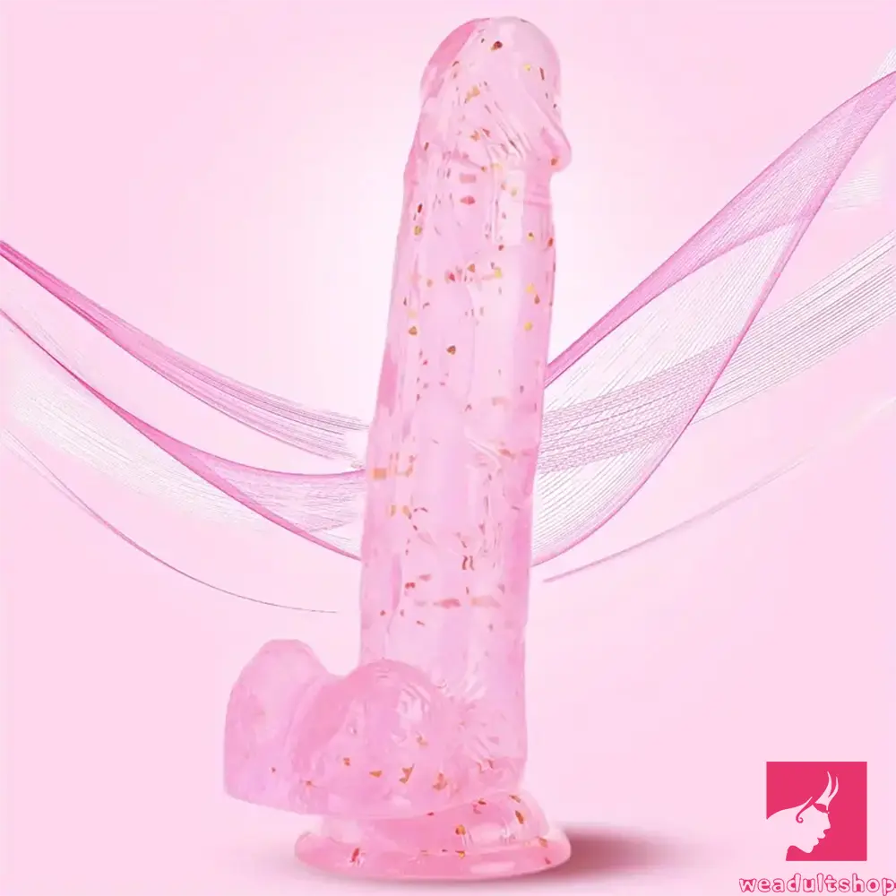 7.3in 7.9in Medical TPE Confetti Clear Dildo For Beginner Sex Toy