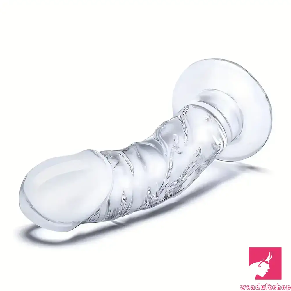 7.09in Clear Elegant Glass Crystal Dildo For Female Male Sex Orgasm