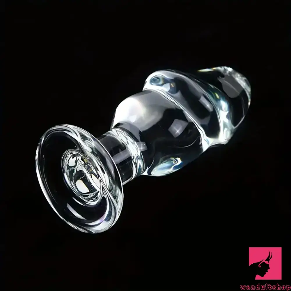 4.53in Clear Elegant Glass Crystal Dildo For Women Men With Base