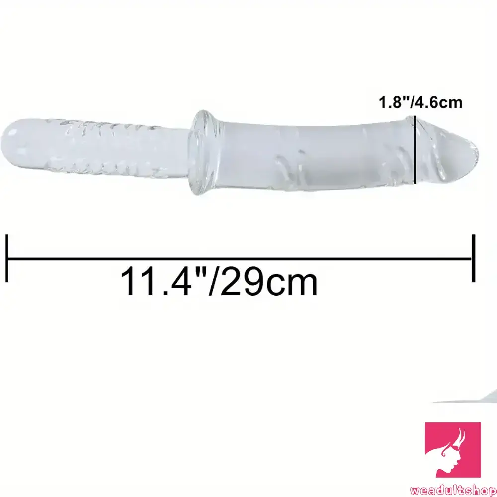 11.4in Realistic Clear Glass Crystal Dildo For Hands-Free Clit Play