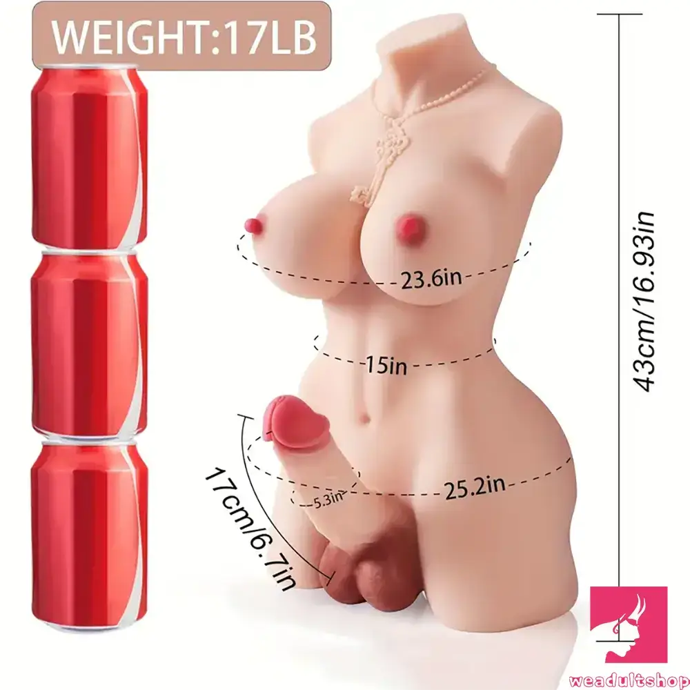 6.7in Premium Real Silicone Soft Dildo With Skeleton Shemale Sex Torso