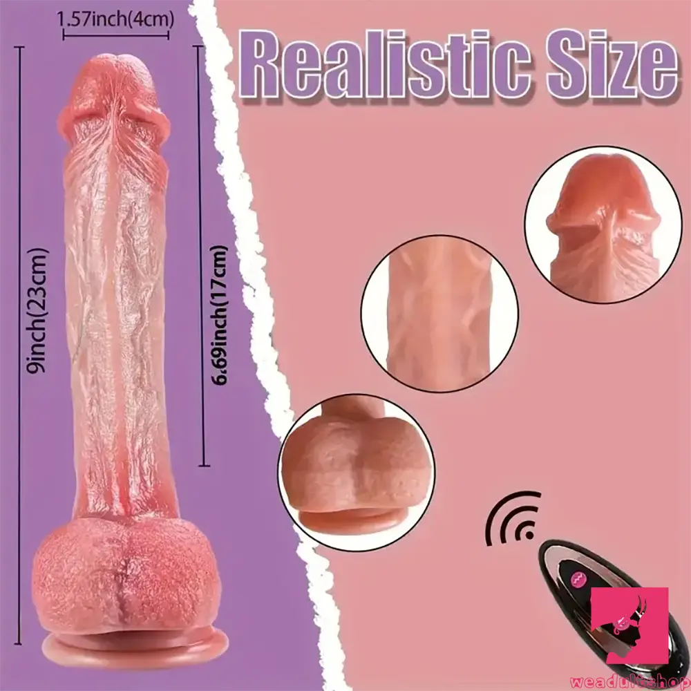 9in Silicone Thrusting Vibrating Rotation Heating Electric Dildo