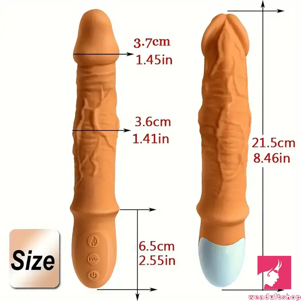 8.46in Electric Soft Real Silicone G Spot Heating Vibrating Adult Dildo