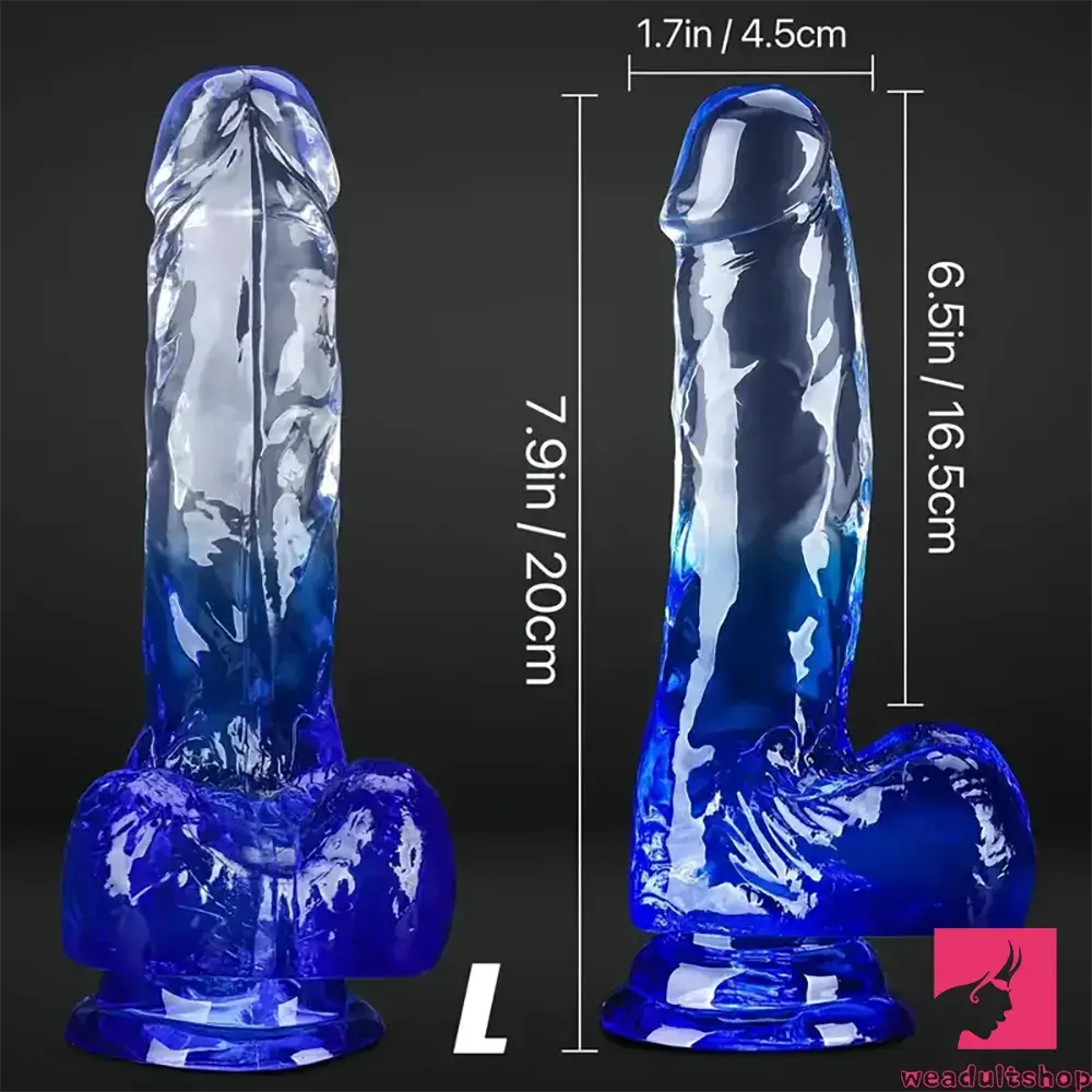 5.9in 7in 7.9in Gradient Color Clear Jelly Real Cock Dildo For Anal Sex