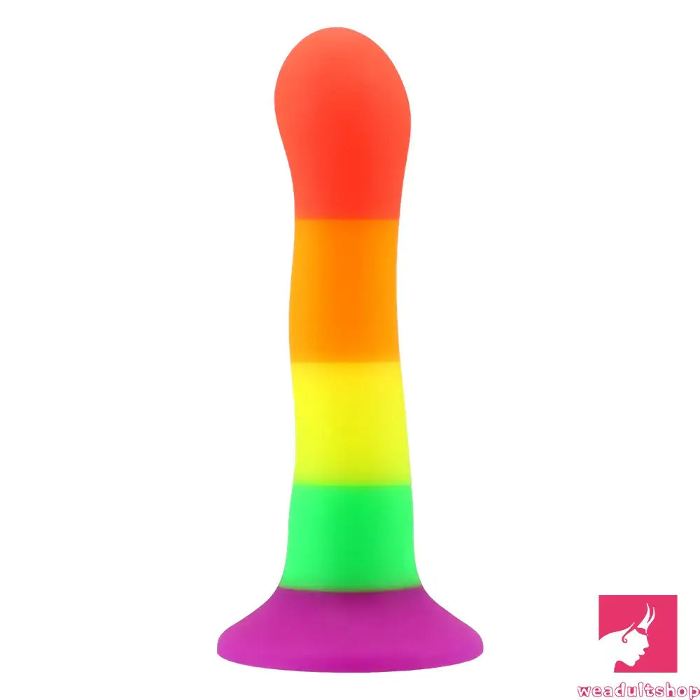 6.89in Colorful Silicone Soft Rainbow Dildo For Anal Vaginal Orgasm