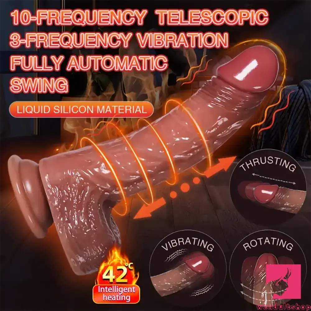 8.66in Silicone 4in1 Heating Thrusting Vibrating Rotation Female Dildo