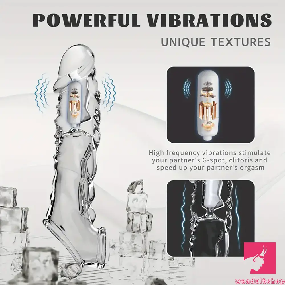 8.6in Vibrating Dildo Sleeve TPE Soft Cock Enlargement Love Toy