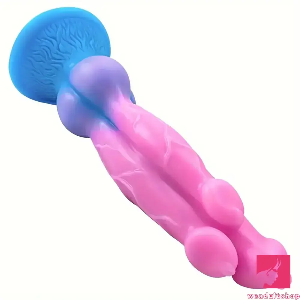 11.02in Colorful Silicone Flexible Fantasy Dog Dildo For BDSM Anal Sex