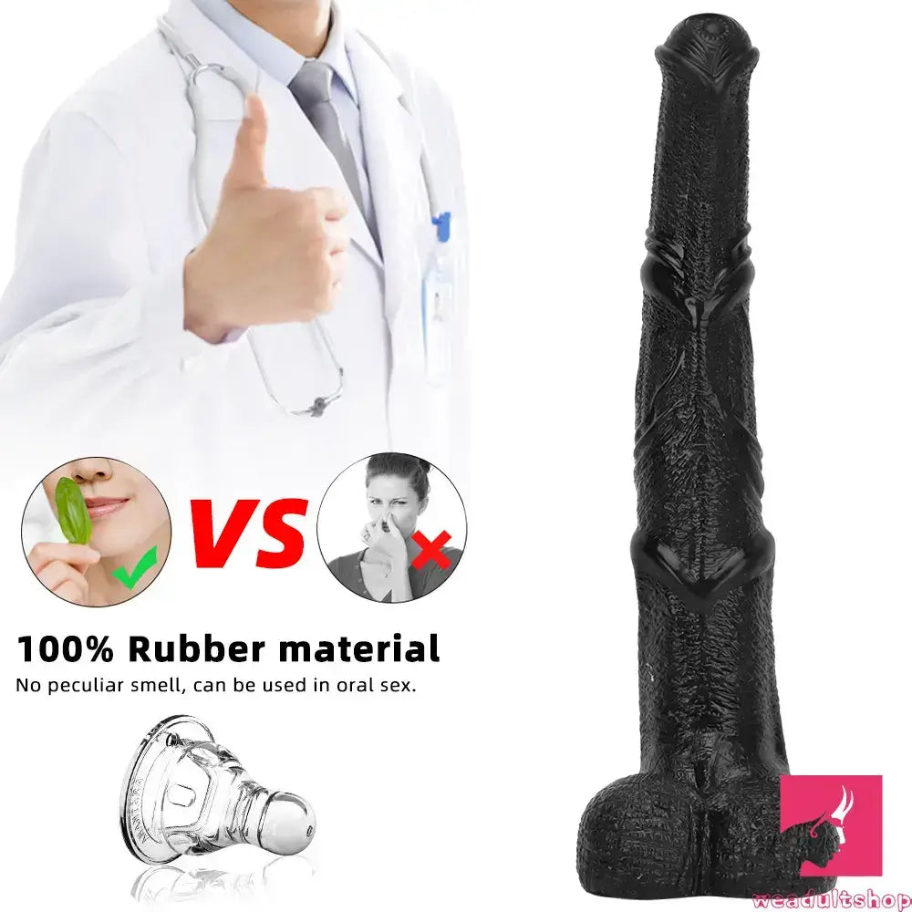 14.76in Extra Long Huge Black Soft Liquid Silicone Horse Penis Dildo