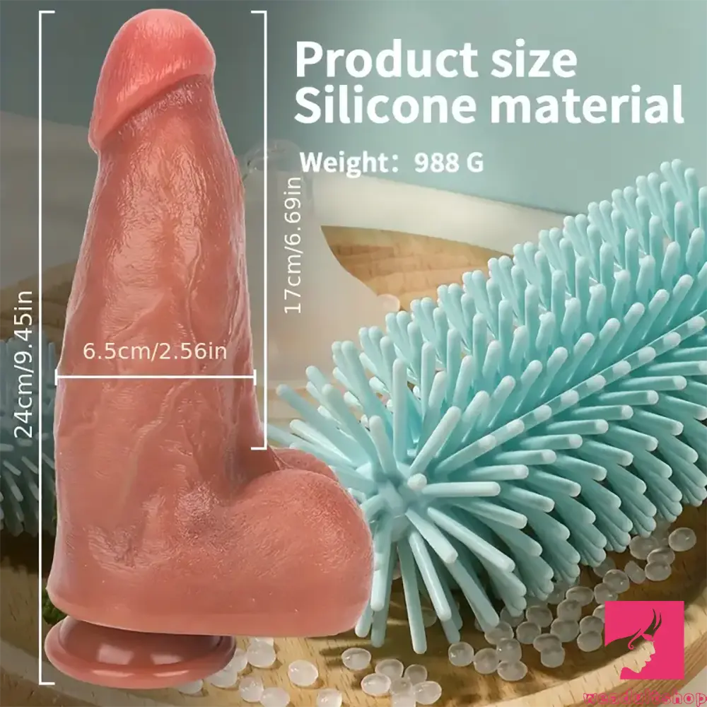 9.45in Ten Modes Thrusting Vibrating Heating Silicone Remote Sex Dildo