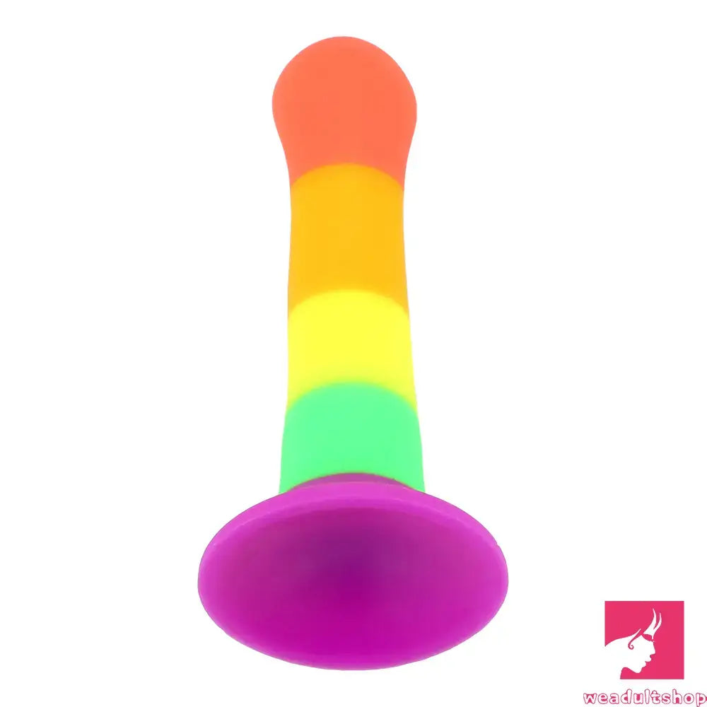 6.89in Colorful Silicone Soft Rainbow Dildo For Anal Vaginal Orgasm