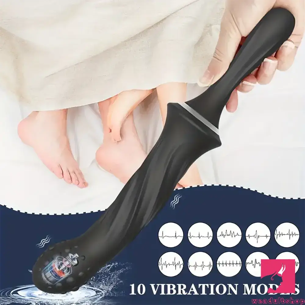 9.65in Silicone Soft Vibrating Dildo With Handle For Anal Stimulator