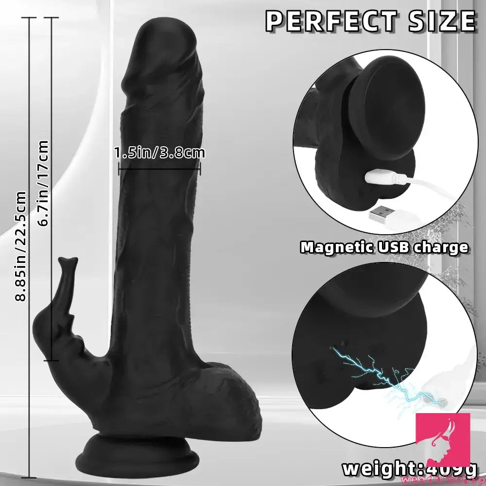 8.85in Elephant 3in1 Heating Thrusting Vibrating Remote Control Dildo