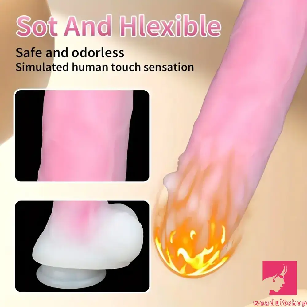 9.25in Big Silicone Soft Lifelike Vibrating Heating Remote Real Male Dildo