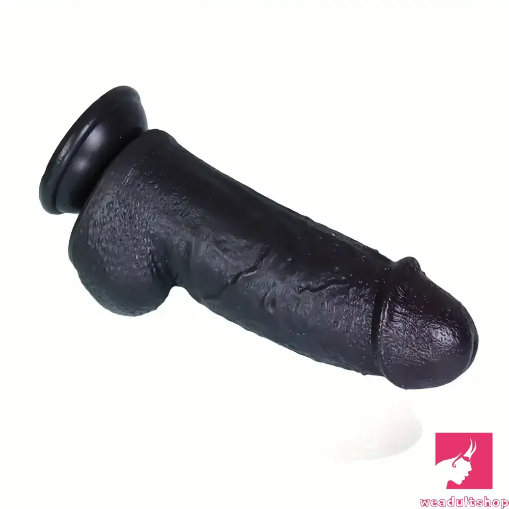 8.26in Realistic PVC Ebony Big Dildo For Anus Clit Hand-Free Sex