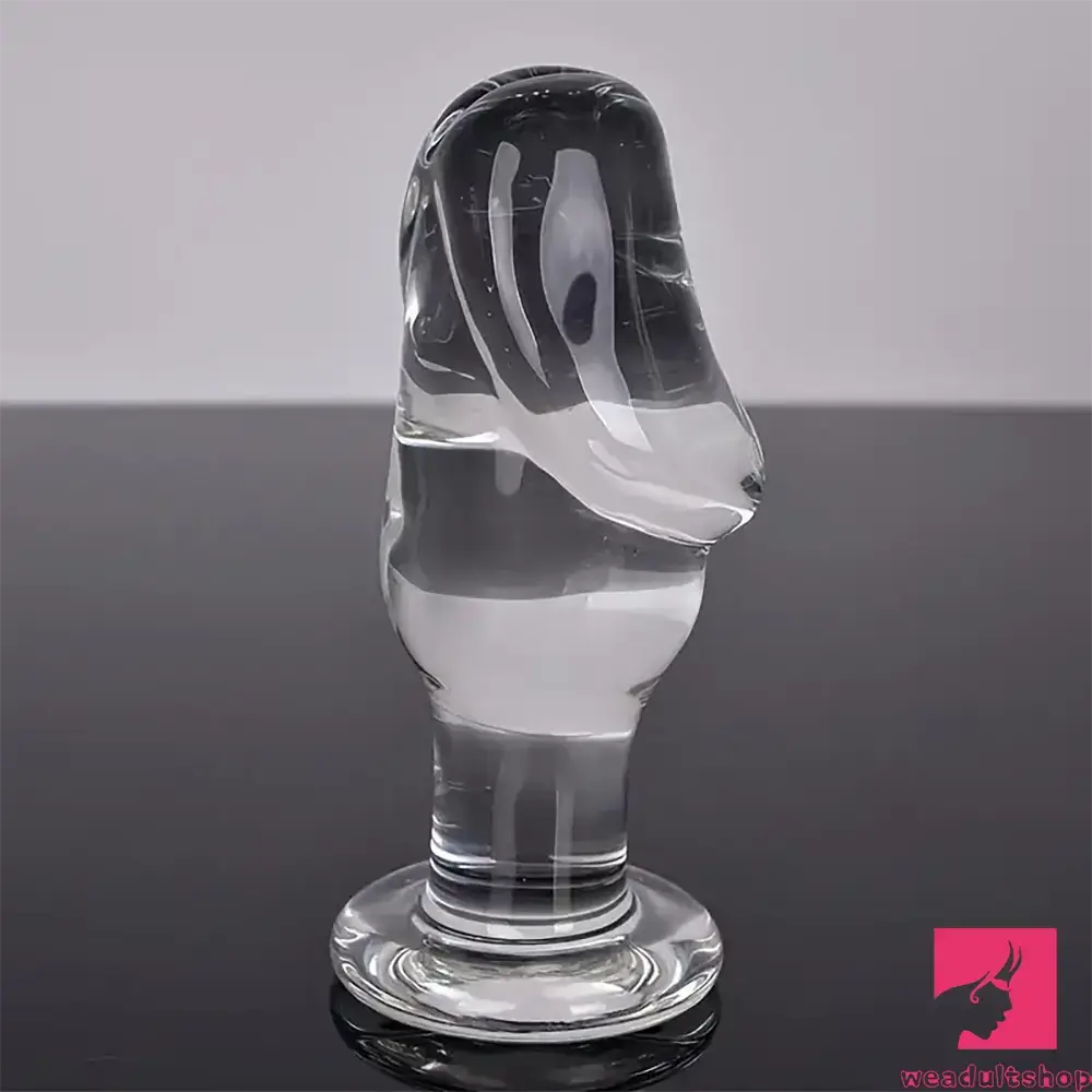 4.53in Clear Elegant Glass Crystal Dildo For Women Men With Base