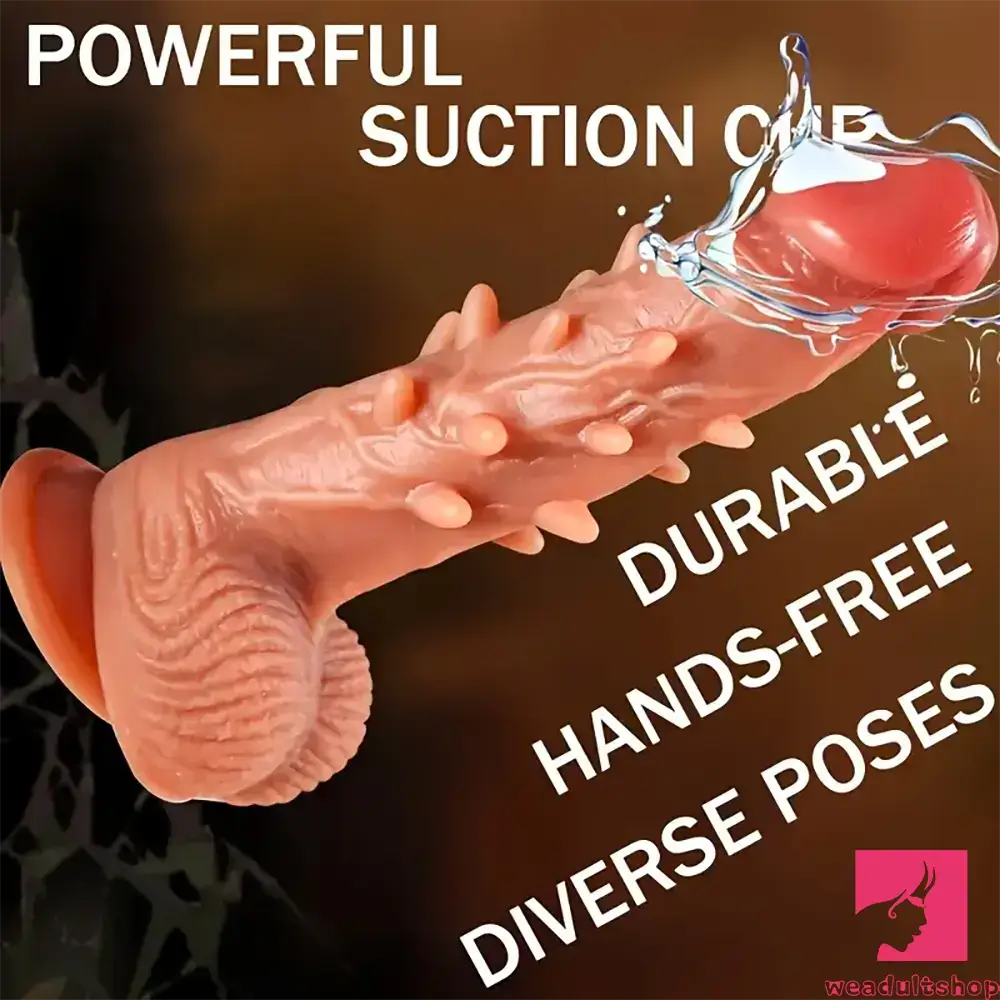 8.66in Big Spiked Vibrating Thrusting Rotation Silicone Soft Heated Dildo