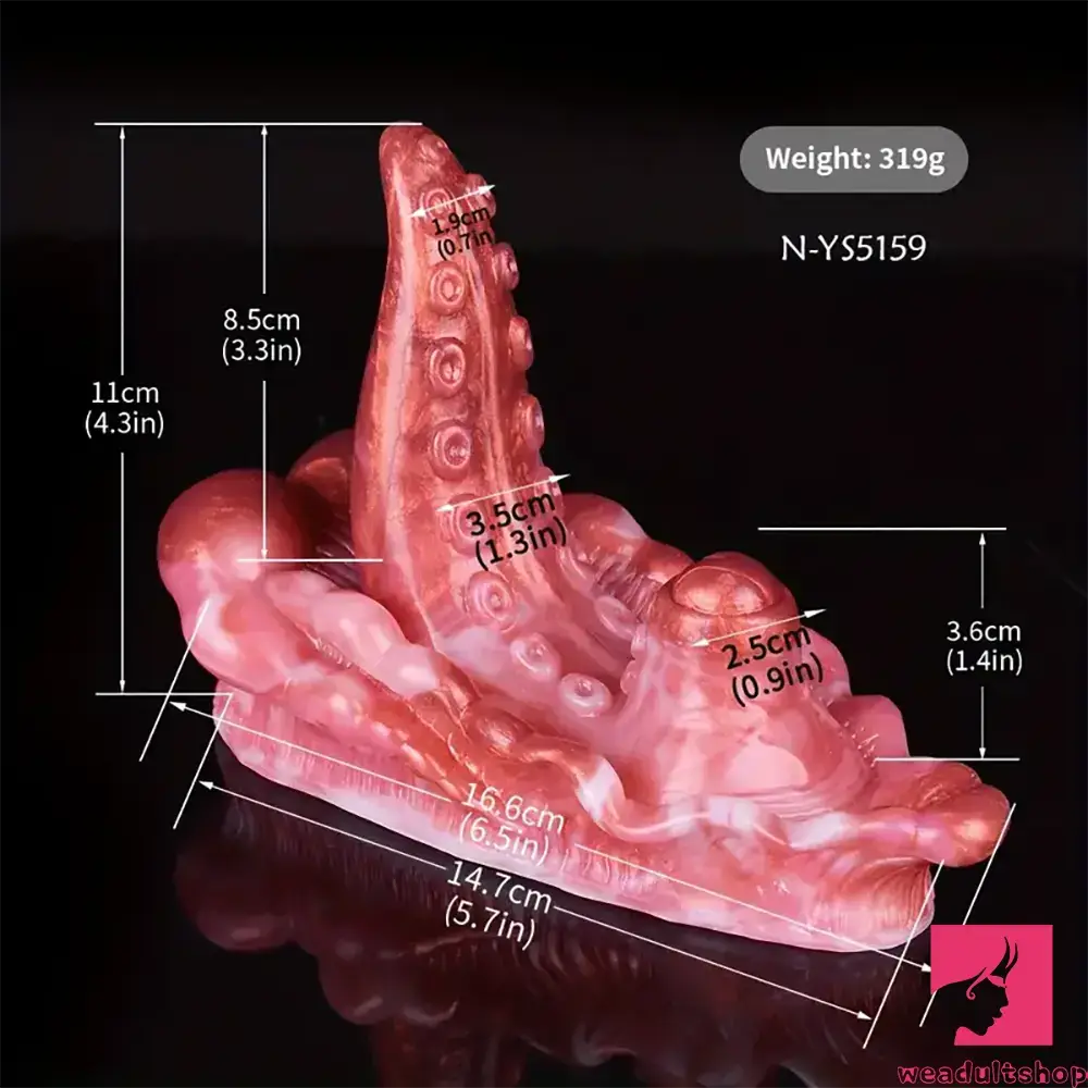 4.33in Small Octopus Tentacle Silicone Soft Dildo Penis Clit Expander