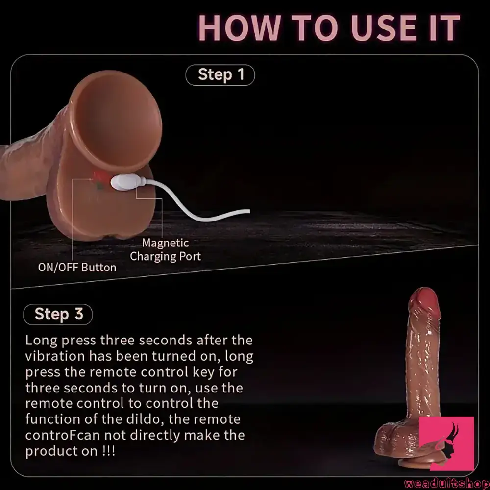 8.66in Silicone 4in1 Heating Thrusting Vibrating Rotation Female Dildo