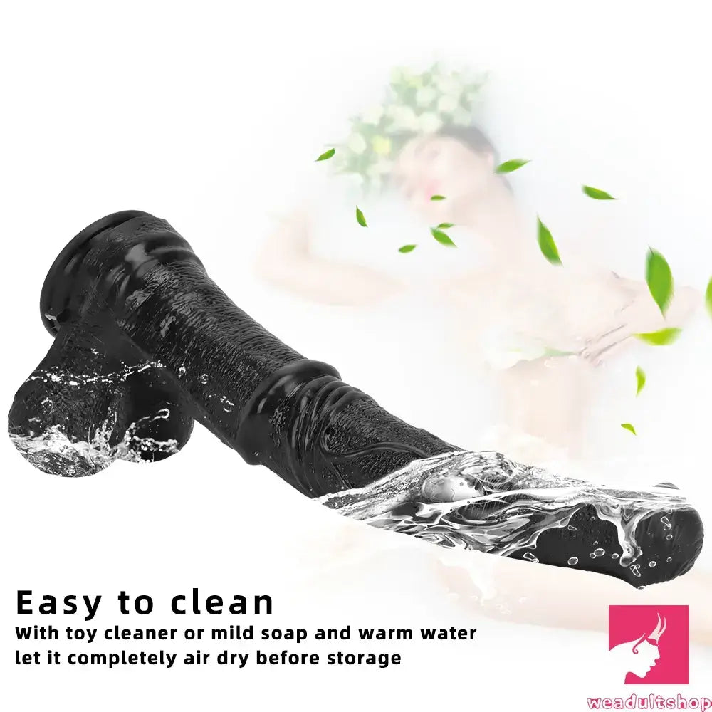 14.76in Extra Long Huge Black Soft Liquid Silicone Horse Penis Dildo