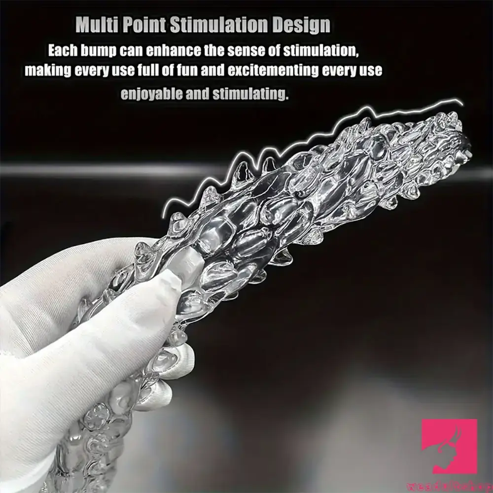 14.8in 18.7in 22.6in Clear Long Dual Heads Huge Spiked Dildo For Adults