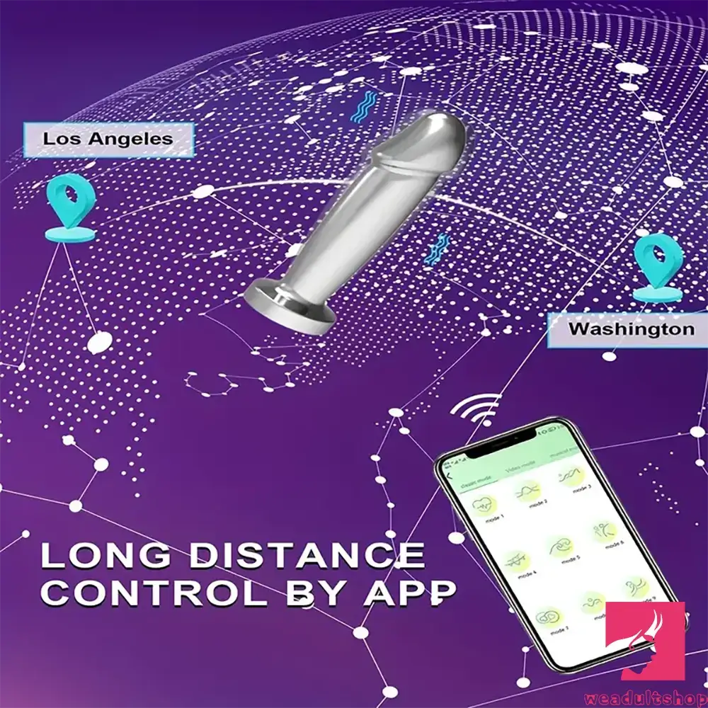 4.52in Stainless Steel Vibrating App Remote Control Dildo For Women Sex