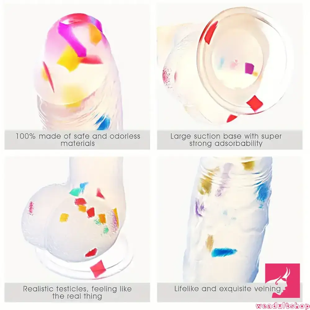 7.8in Realistic Confetti Silicone Soft Dildo For Anus Vaginal Orgasm