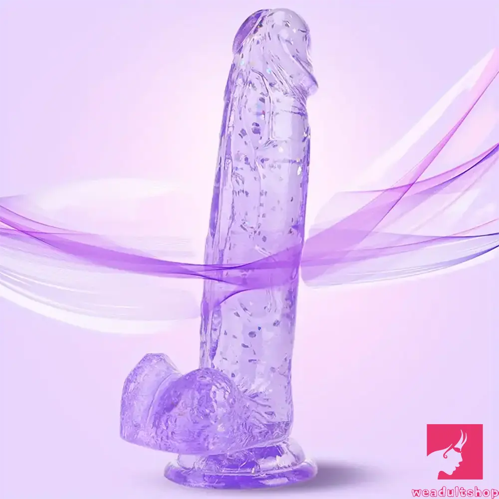7.3in 7.9in Medical TPE Confetti Clear Dildo For Beginner Sex Toy