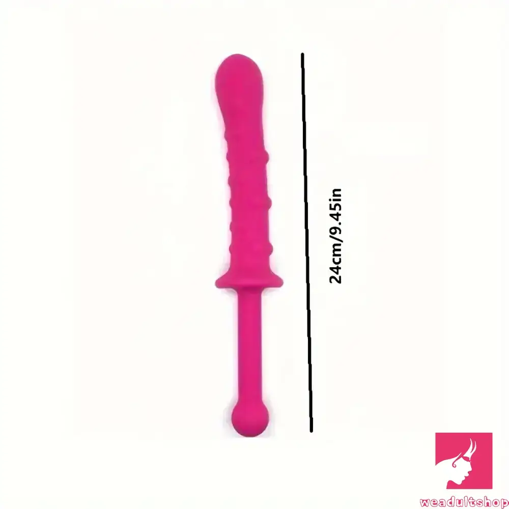 9.45in Unisex Soft Silicone Big Spiked Dildo With Handle For Love Toy
