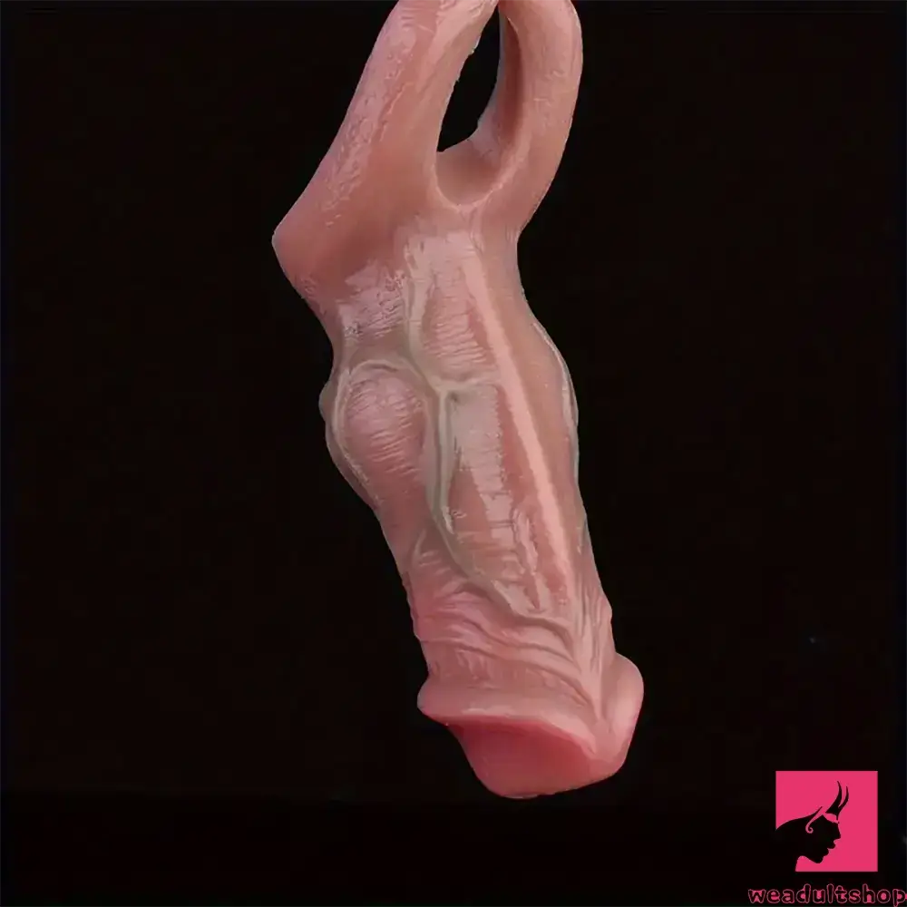 5.3in Lifelike Silicone Soft Dildo Sleeve With Big Knot Cock Extender