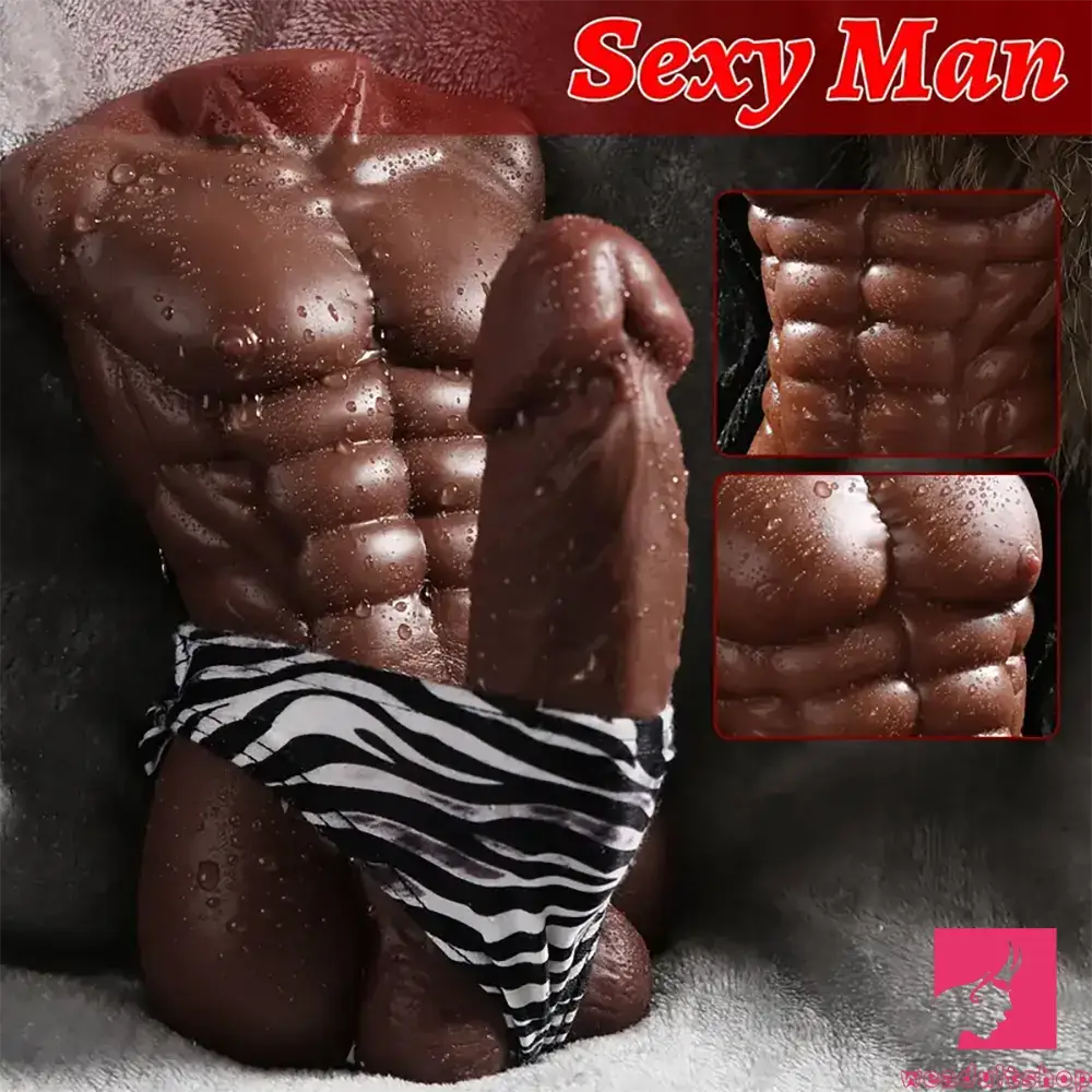 5in Premium Real Silicone Soft Dildo With 1.5lb Male Muscle Sex Doll Torso