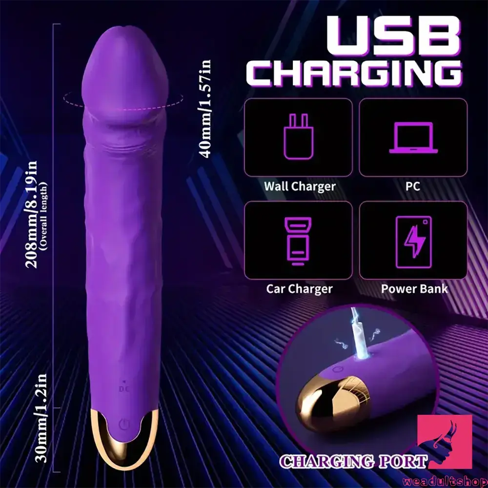 8.19in Big Vibrating Rotation Auto Dildo BDSM Sex Toy For Anus