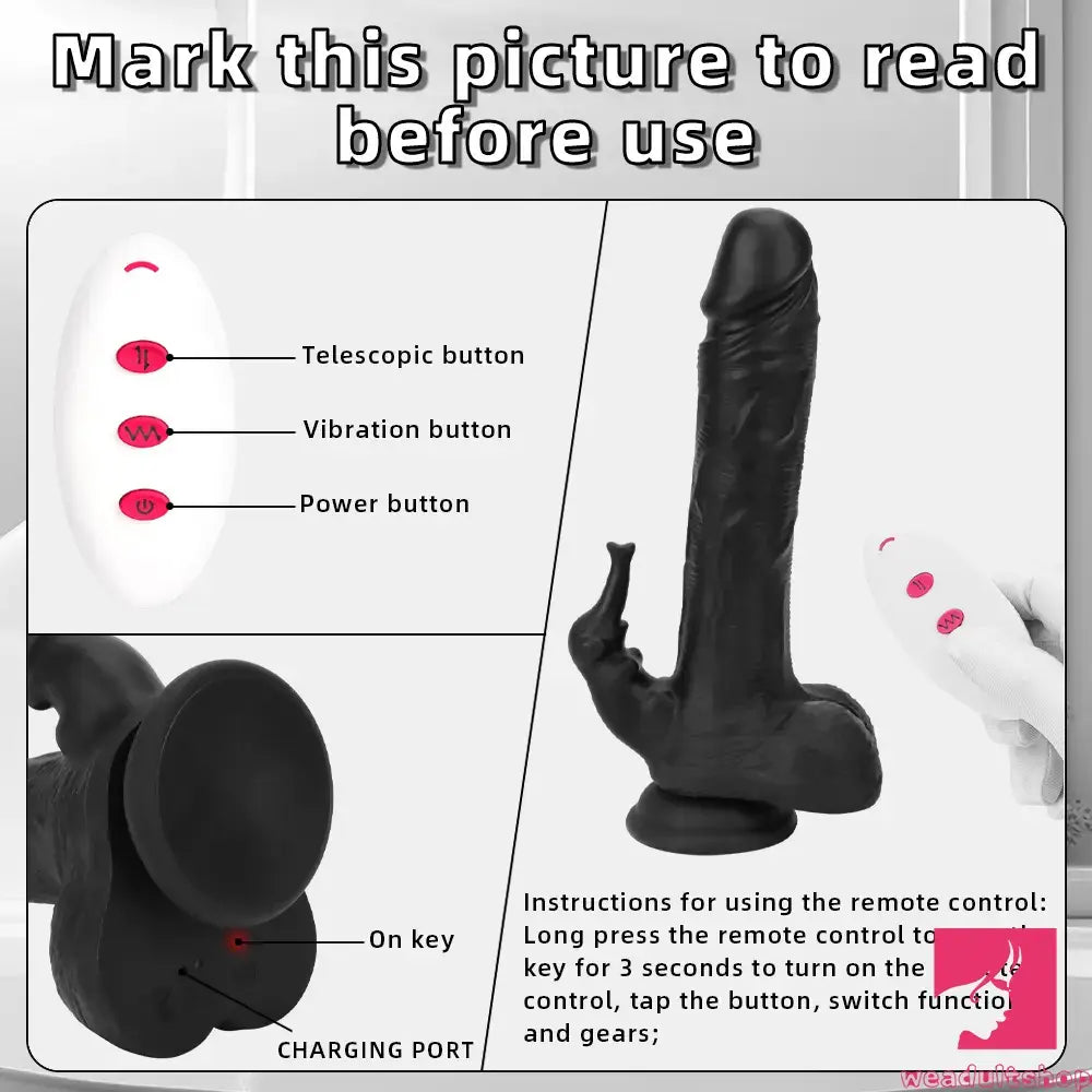 8.85in Elephant 3in1 Heating Thrusting Vibrating Remote Control Dildo