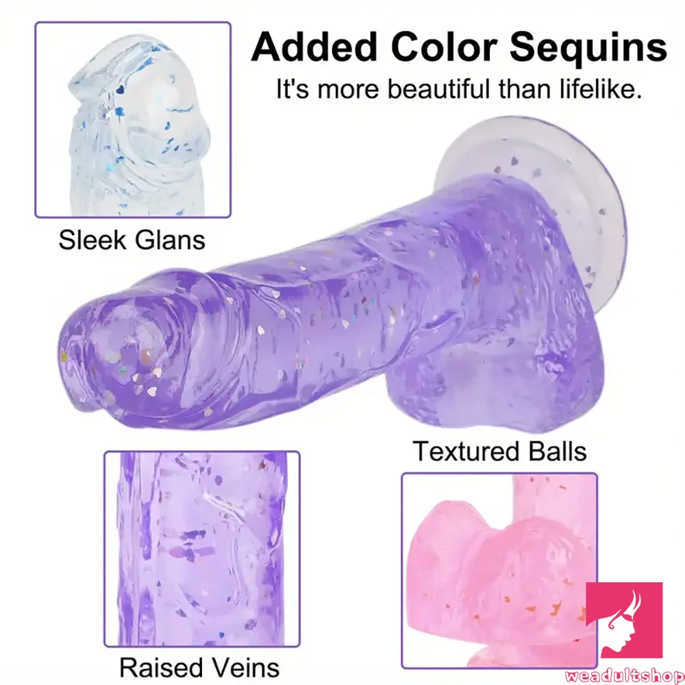 7.3in 7.9in Medical TPE Confetti Clear Dildo For Beginner Sex Toy