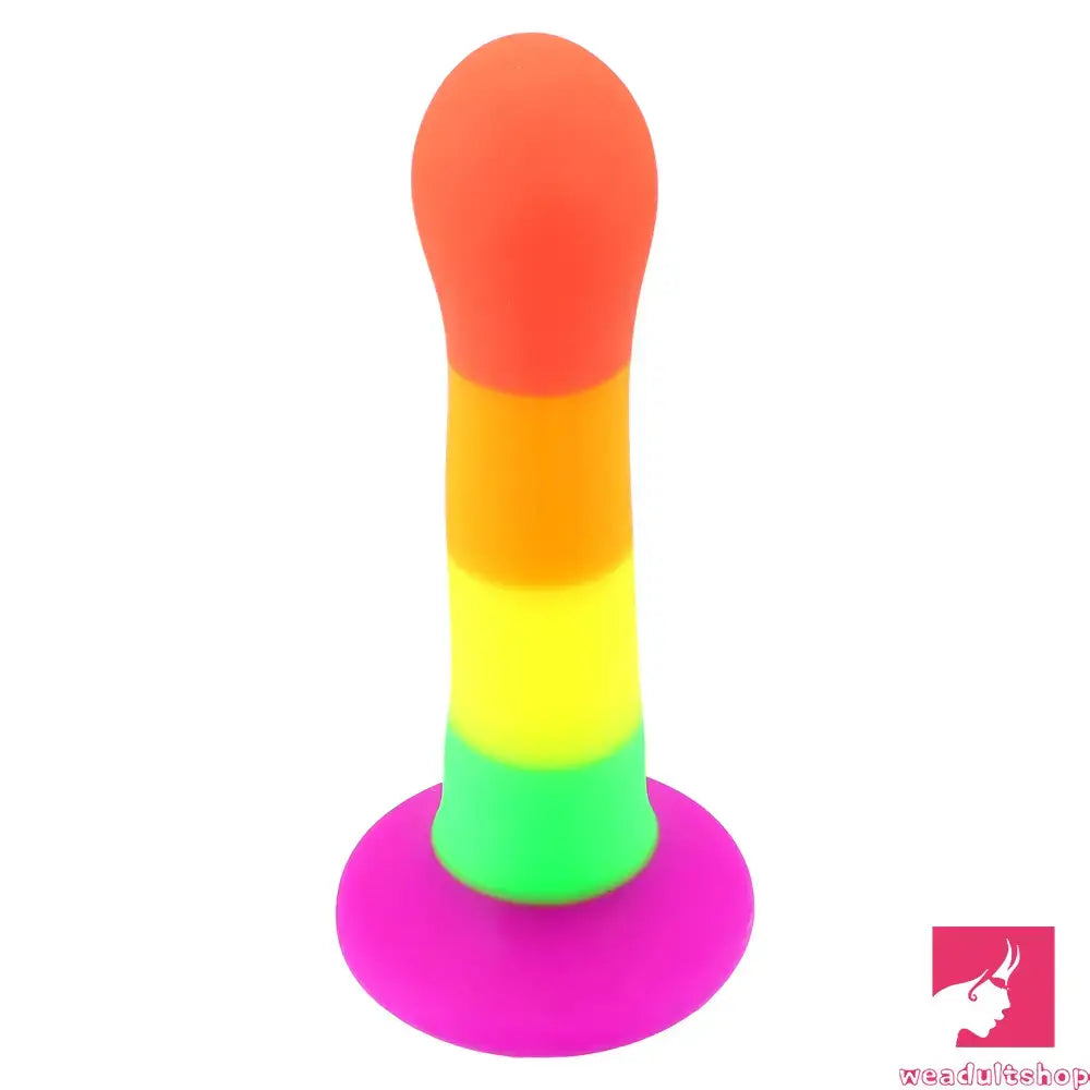 6.89in Colorful Silicone Soft Rainbow Dildo For Anal Vaginal Orgasm
