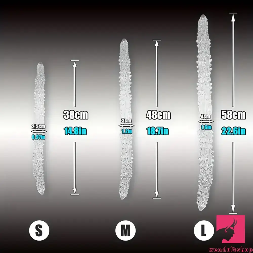 14.8in 18.7in 22.6in Clear Long Dual Heads Huge Spiked Dildo For Adults