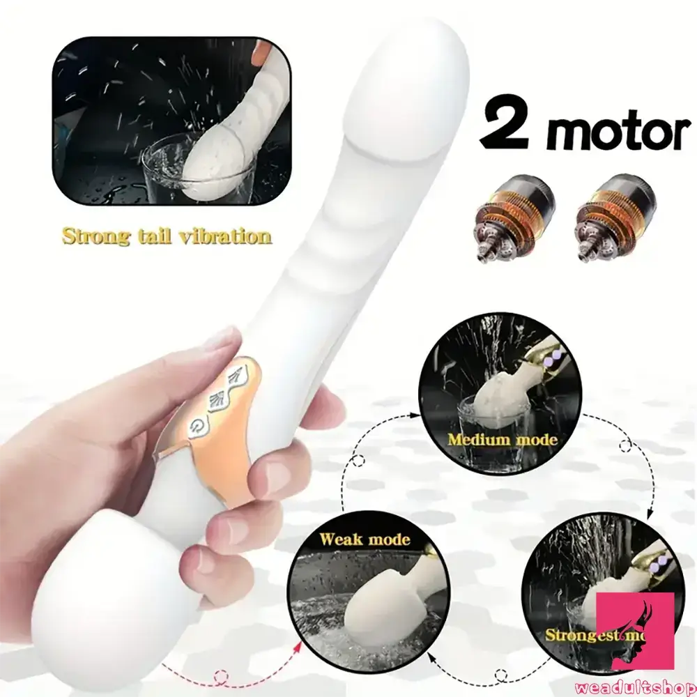 9.96in Dual Motor Silicone Big Wand G-Spot Vibrating Dildo Vibrator