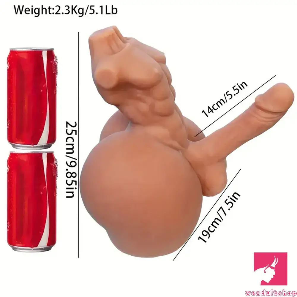 5.5in Premium Real Silicone Flexible Dildo With 5.1lb BBW Male Sex Torso