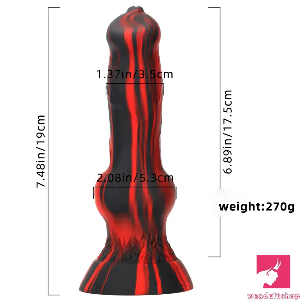 7.48in Silicone Soft Mixed Color Dog Cock Dildo For Love Sex Toy