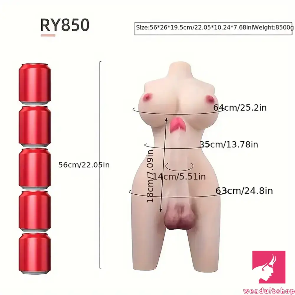 7.09in 7.87in Realistic Silicone Dildo With Sex Doll Torso For Gay Men