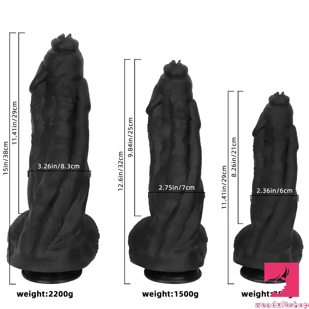 11.41in 12.6in 15in Super Big Silicone Soft Black Fantasy Love Real Dildo
